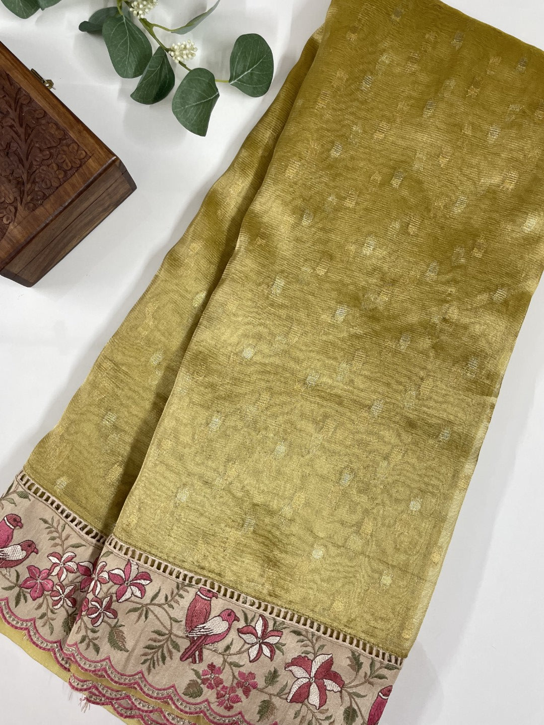 Yellow Paithani Embroidery Tissue Silk Saree