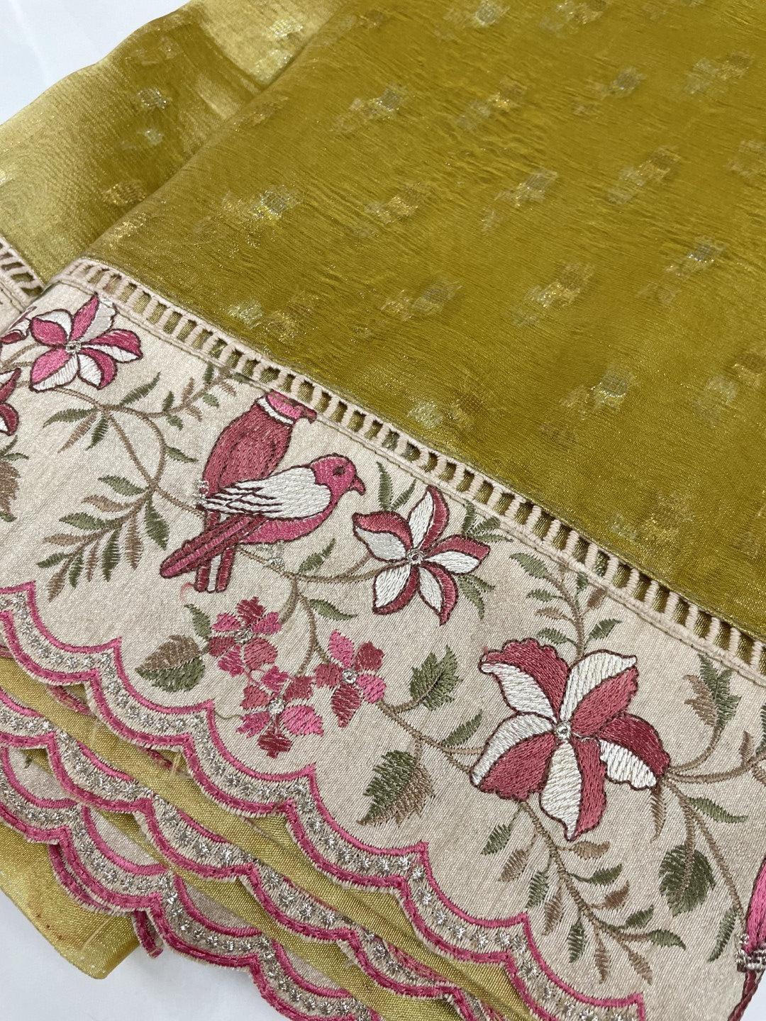 Yellow Paithani Embroidery Tissue Silk Saree