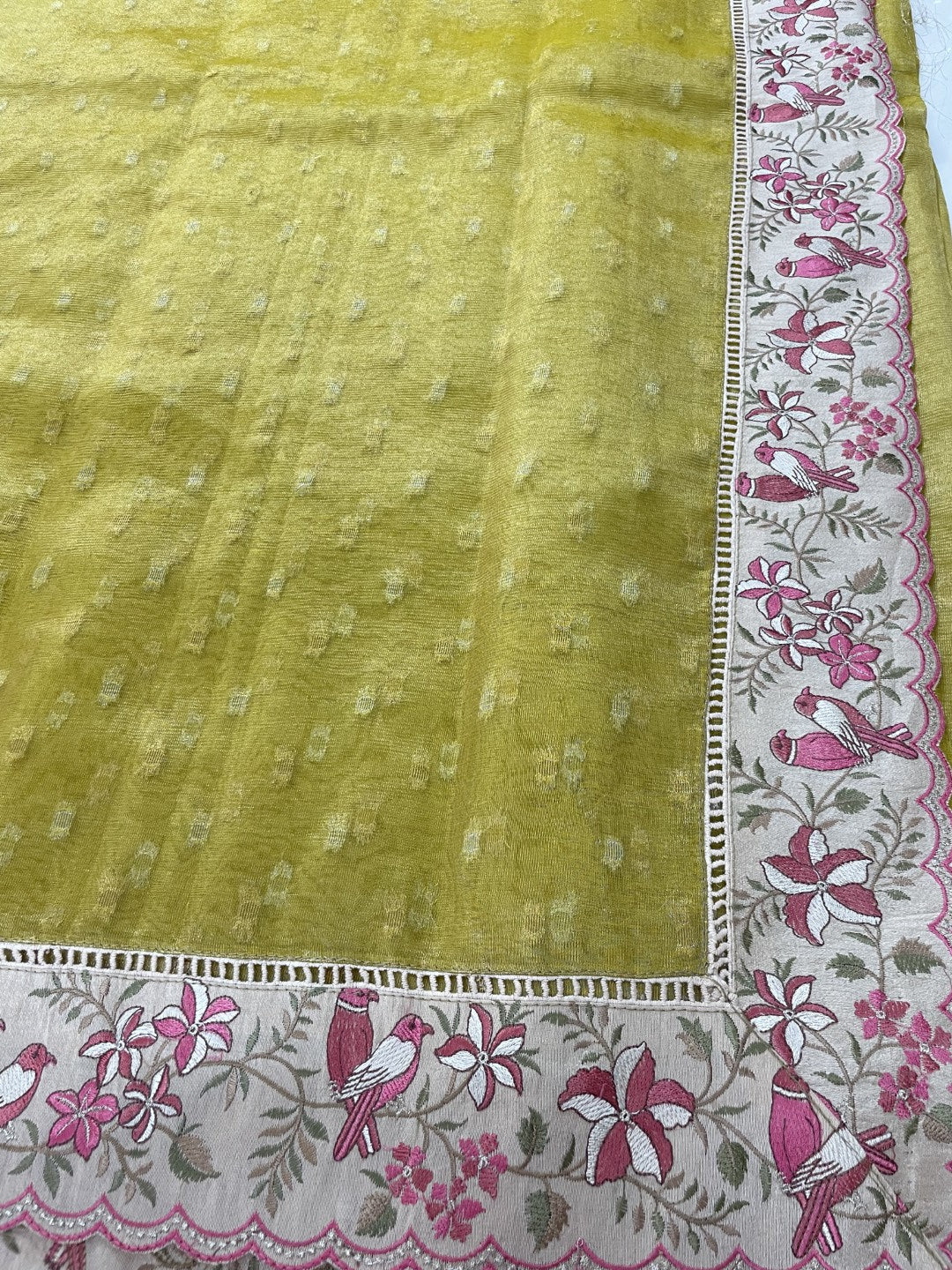 Yellow Paithani Embroidery Tissue Silk Saree