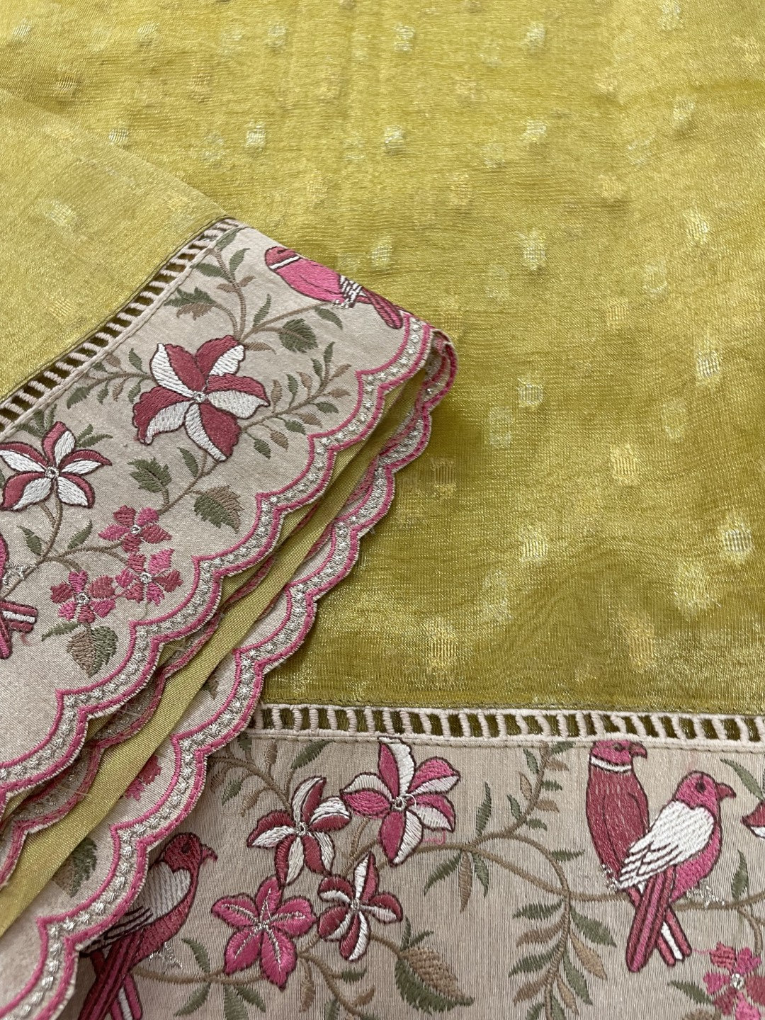 Yellow Paithani Embroidery Tissue Silk Saree