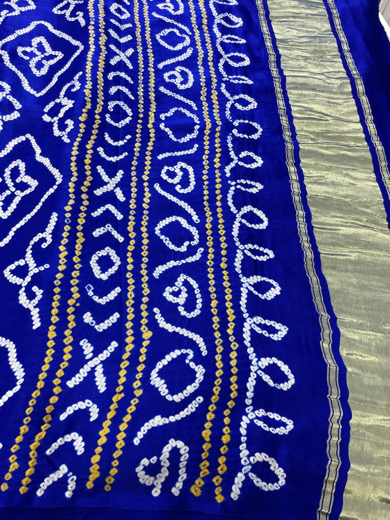 Blue Bandhini Pure Gajji Silk Saree