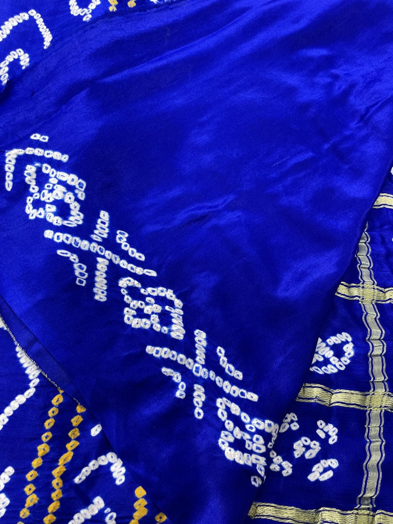 Blue Bandhini Pure Gajji Silk Saree