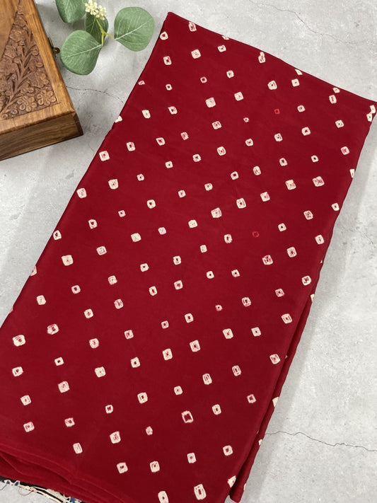 Maroon Bandhini Ajrakh Pure Modal Silk Saree
