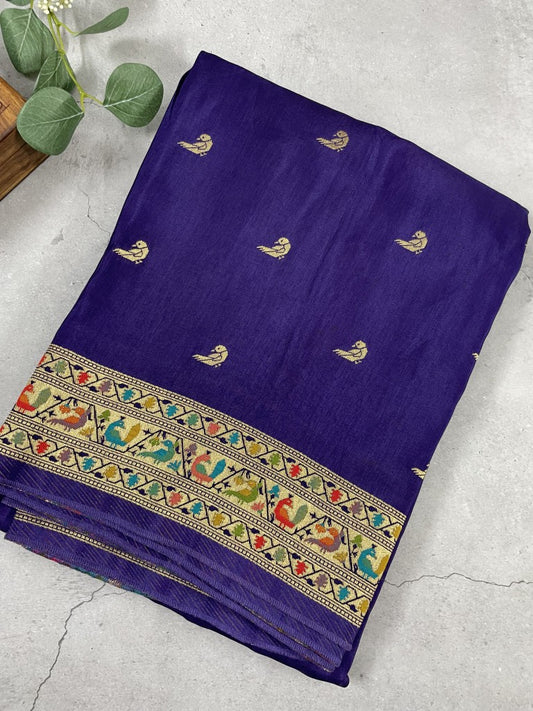 Purple Paithani Pallu Viscose Crepe Silk Saree
