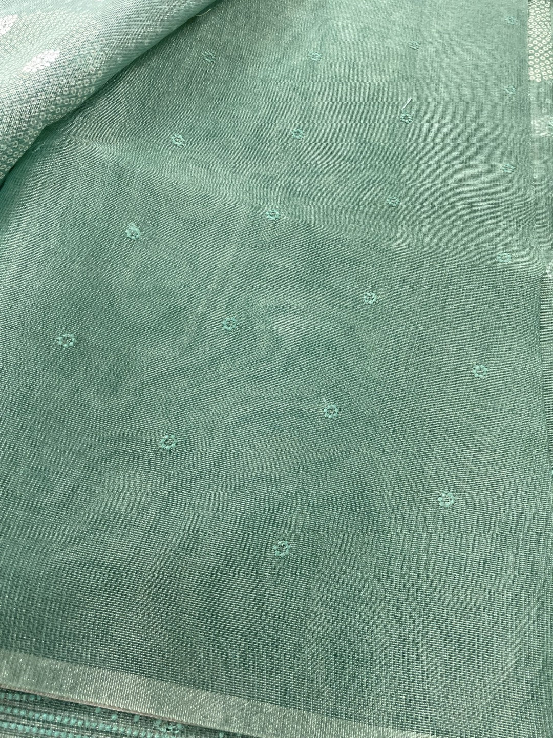 Green Embroidered Semi Tussar Saree