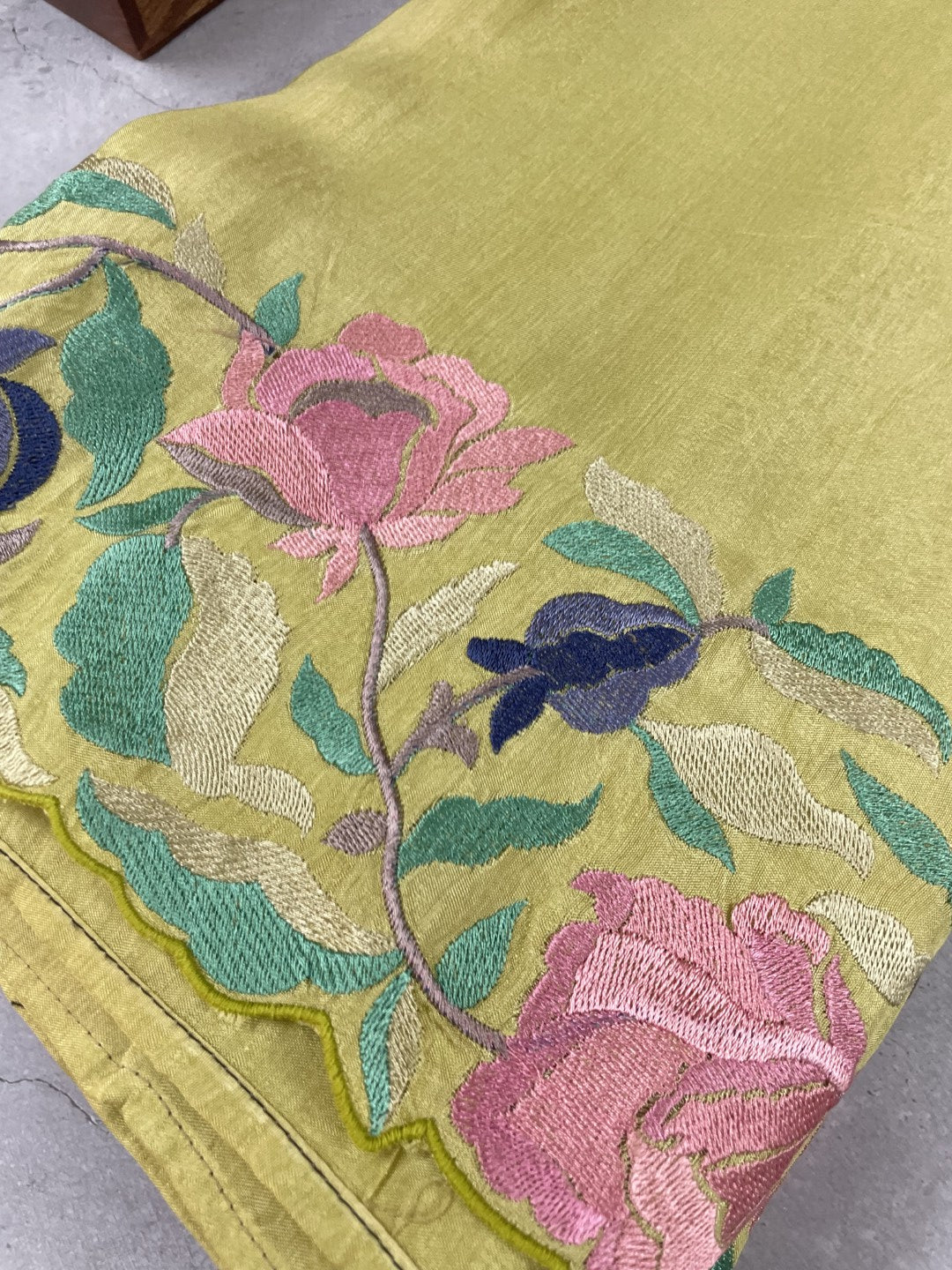 Mehandi Green Floral Embroidered Soft Munga Silk Saree