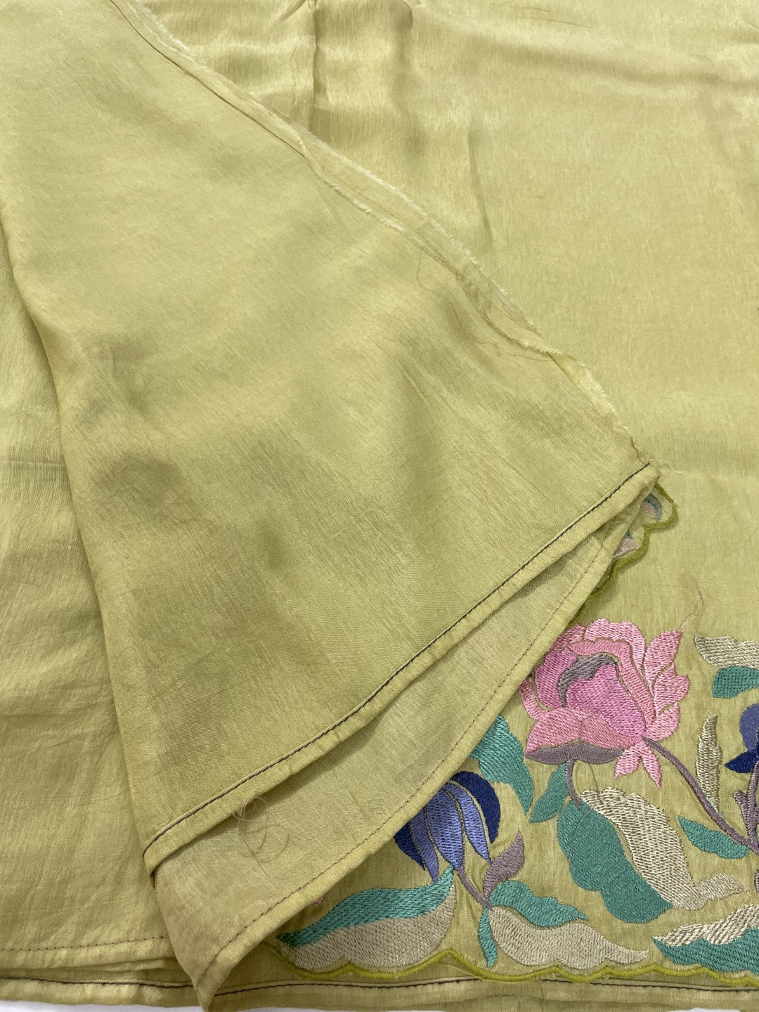 Mehandi Green Floral Embroidered Soft Munga Silk Saree