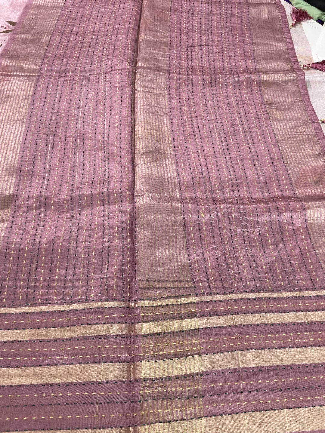 Onion Shade Floral Printed Semi Tussar Saree