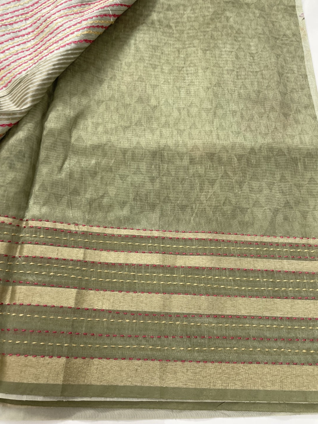 Light Blue Floral Printed Semi Tussar Saree