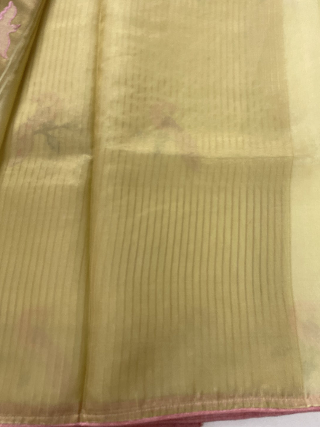 Yellow Peacock Embroidery Organza Saree