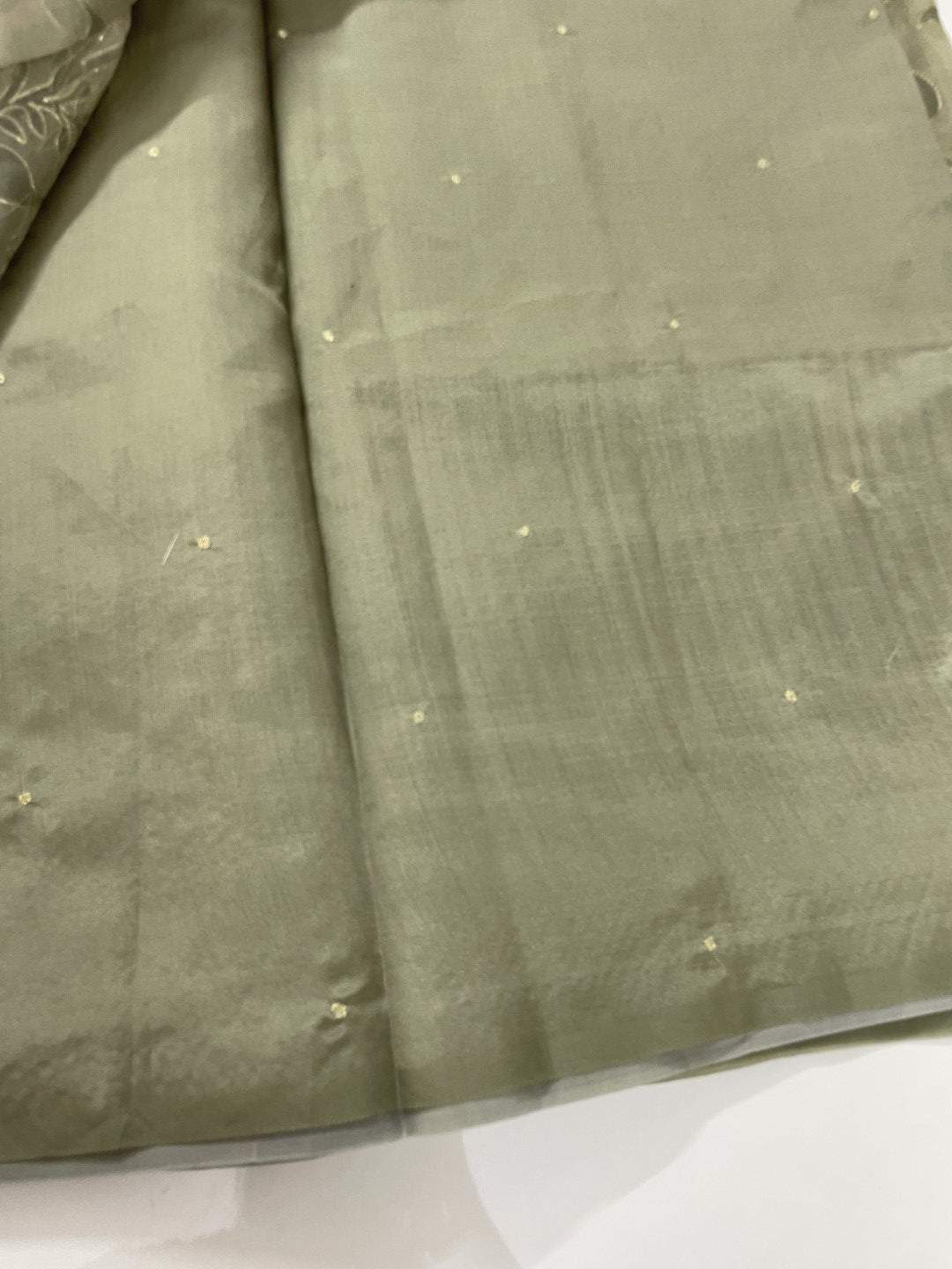 Olive Green Printed Zari Highlight Organza Saree