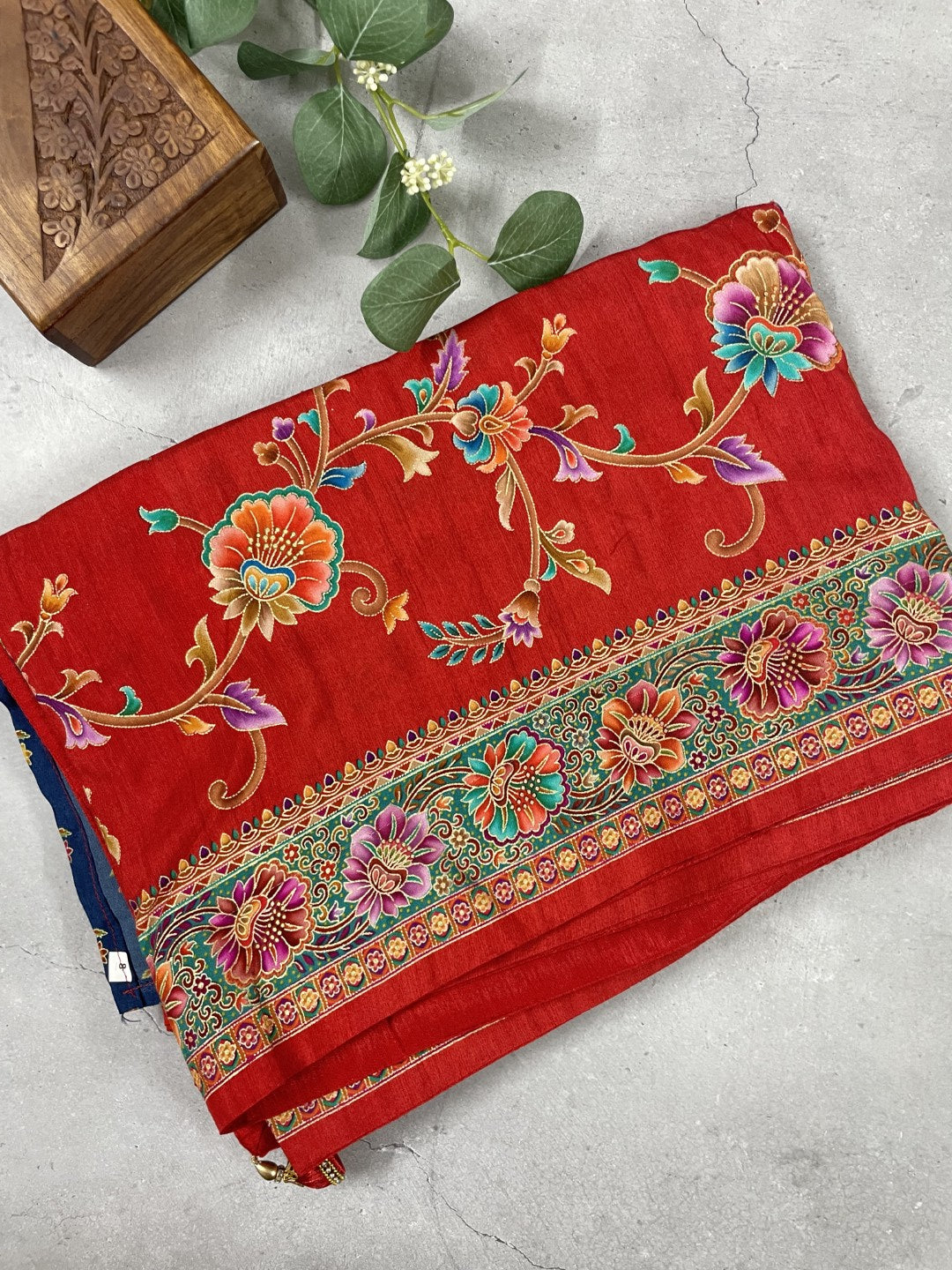 Red Pashmina Printed Dola Silk Saree
