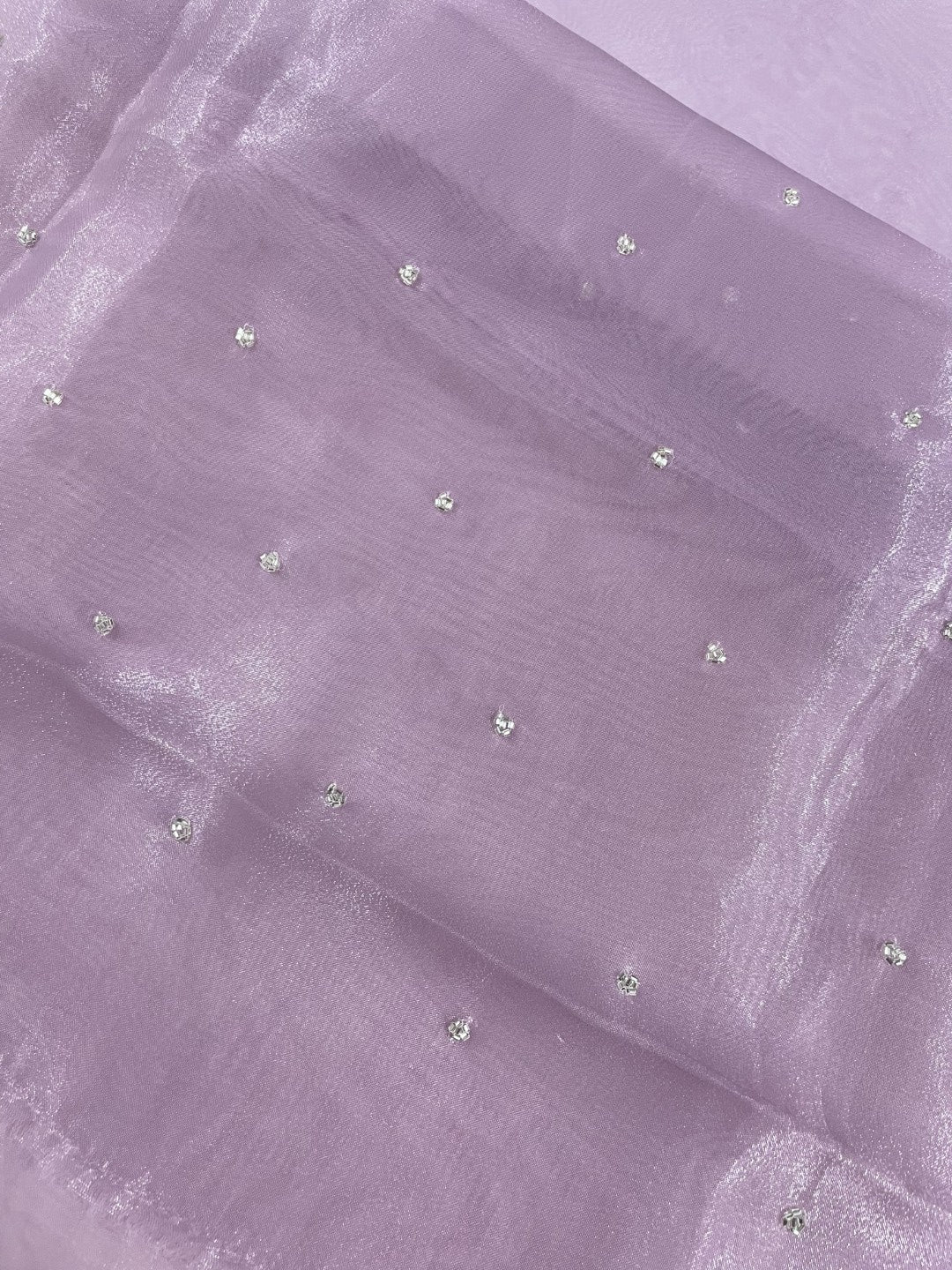 Dusty Purple Scallop Handwork Organza Saree
