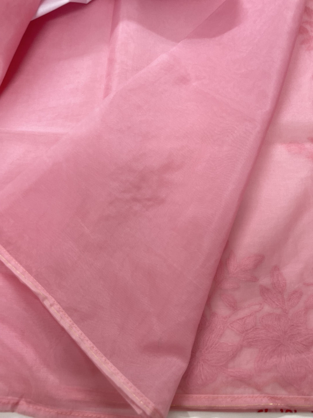Pink Thread Embroidred Organza Saree
