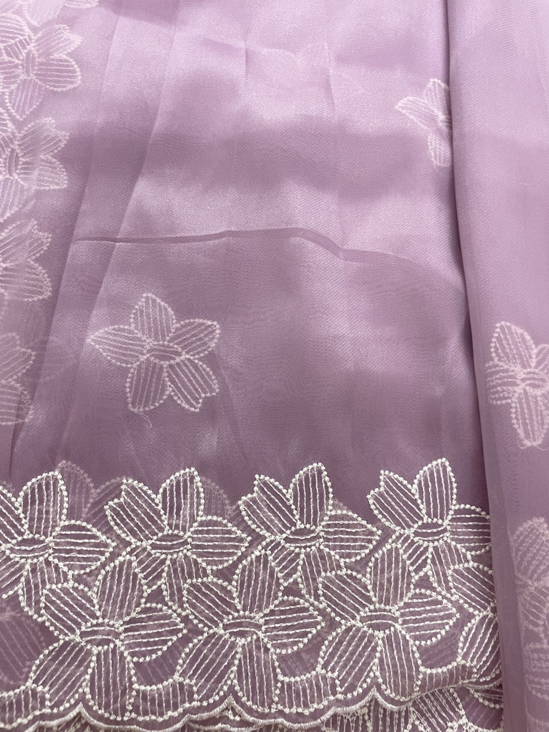 Lavender Embroidered Soft Organza Saree