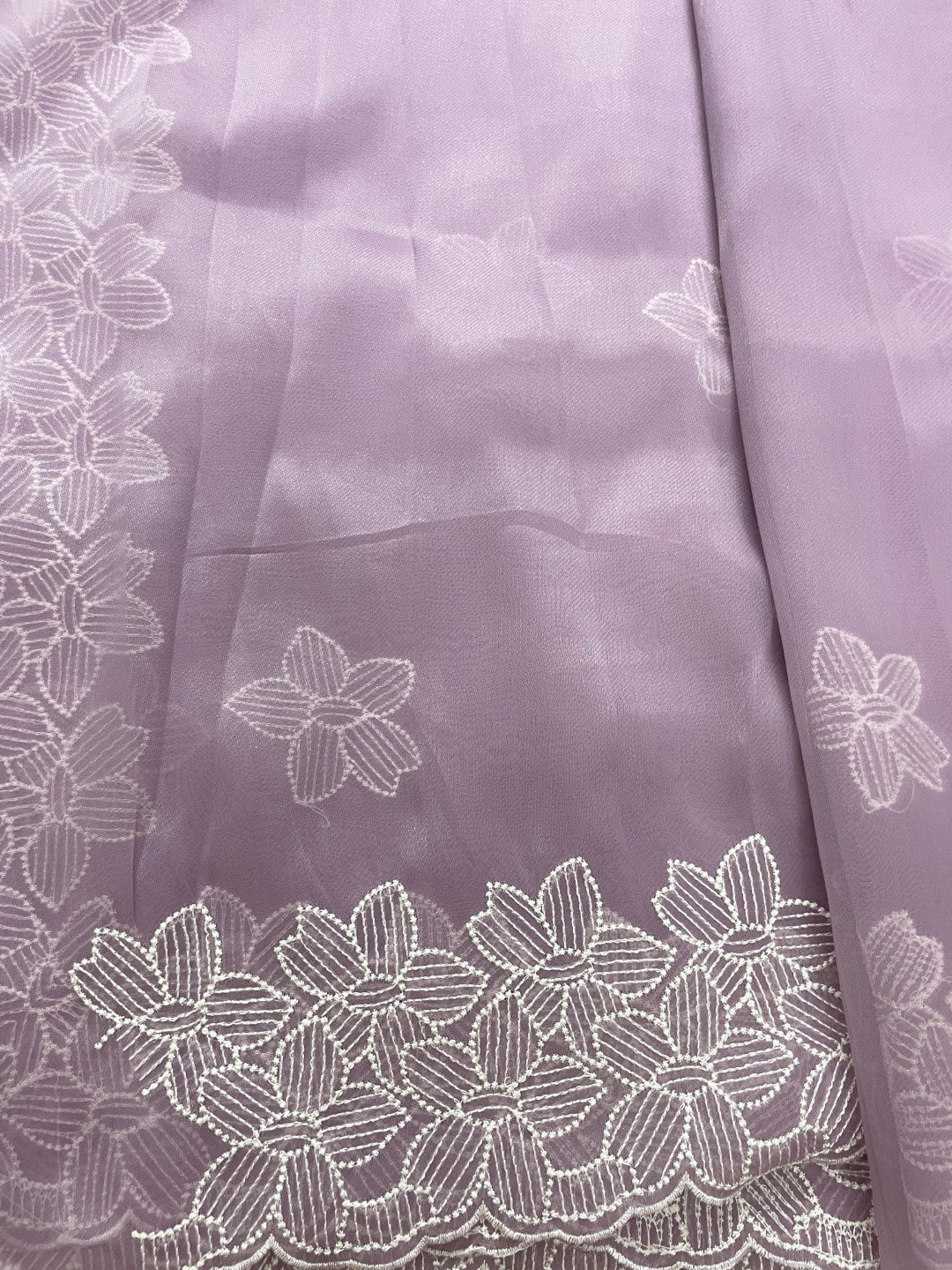 Purple Floral Embroidered Organza Saree