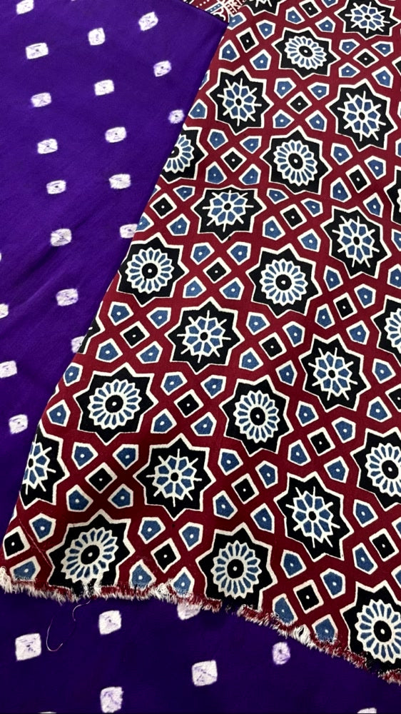 Purple 02 Bandhini Ajrakh Pure Modal Silk Saree