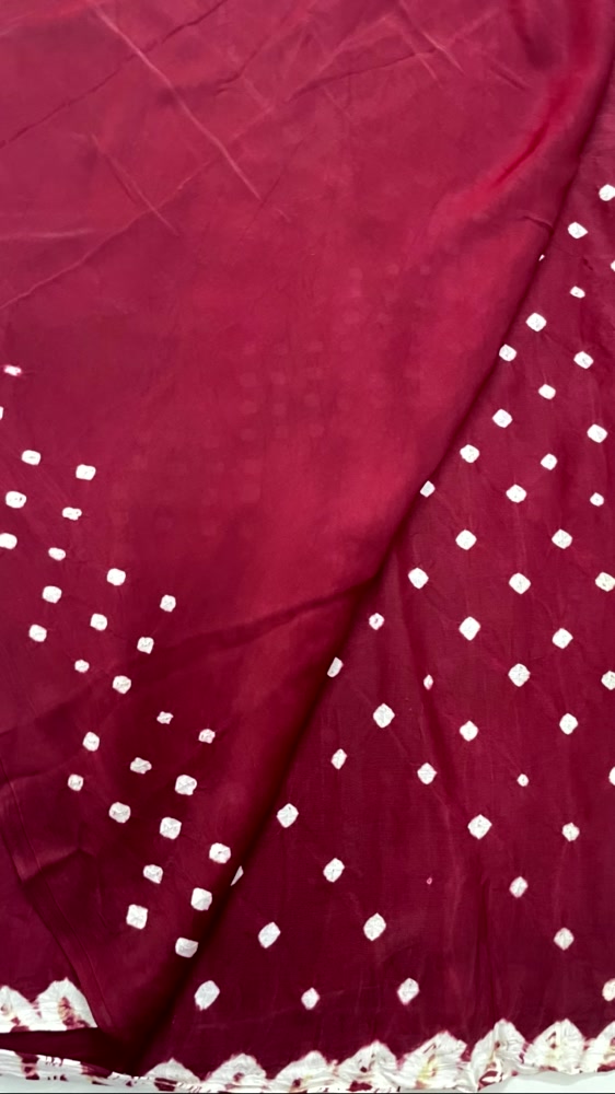 Maroon Bandhini Pure Modal Silk Saree