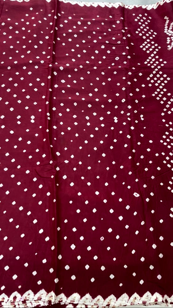 Maroon Bandhini Pure Modal Silk Saree