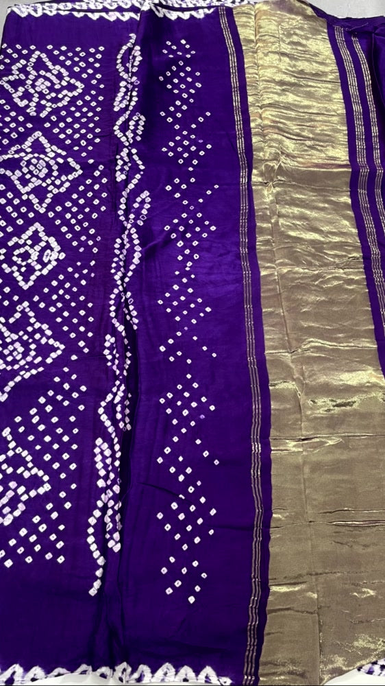 Purple Bandhini Pure Modal Silk Saree