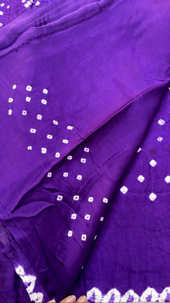 Purple Bandhini Pure Modal Silk Saree