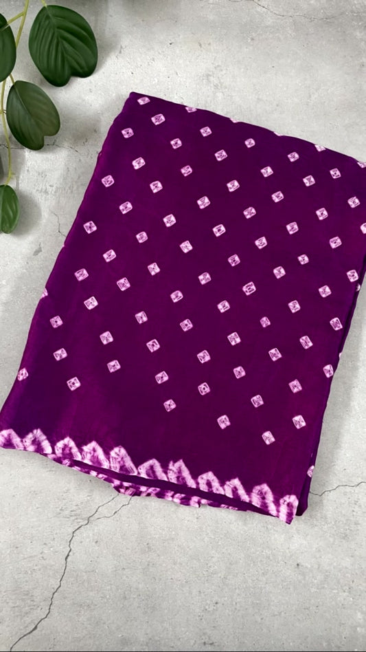 Wine Bandhini Pure Modal Silk Saree