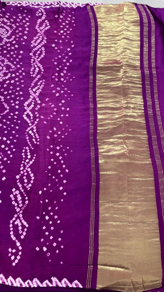 Wine Bandhini Pure Modal Silk Saree