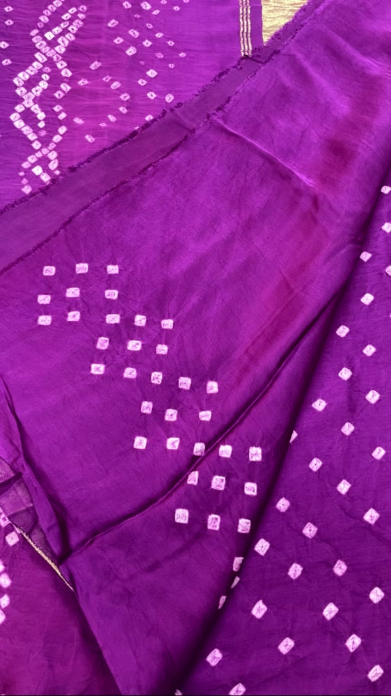 Wine Bandhini Pure Modal Silk Saree