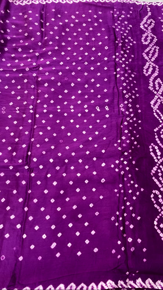 Wine Bandhini Pure Modal Silk Saree