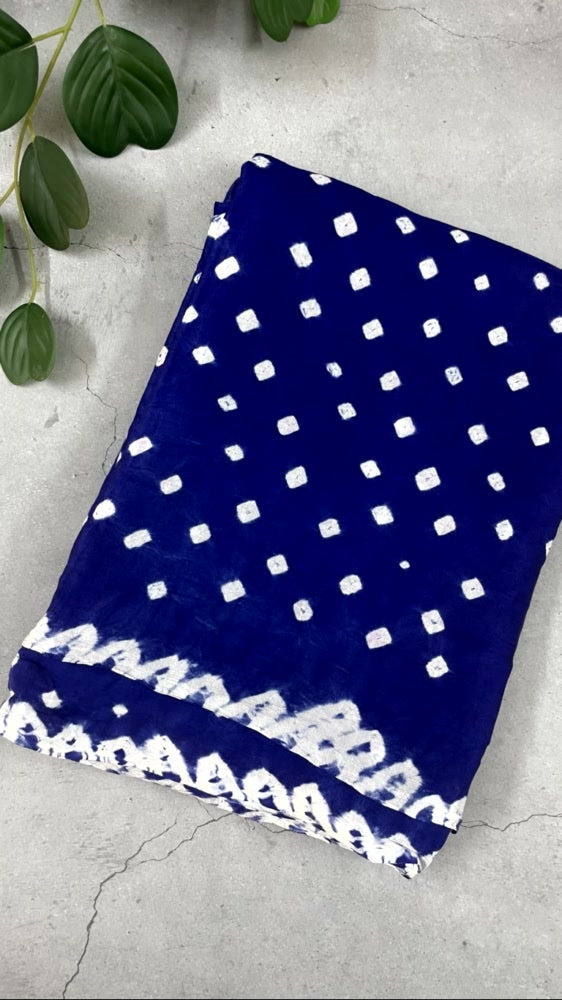 Blue Bandhini Pure Modal Silk Saree