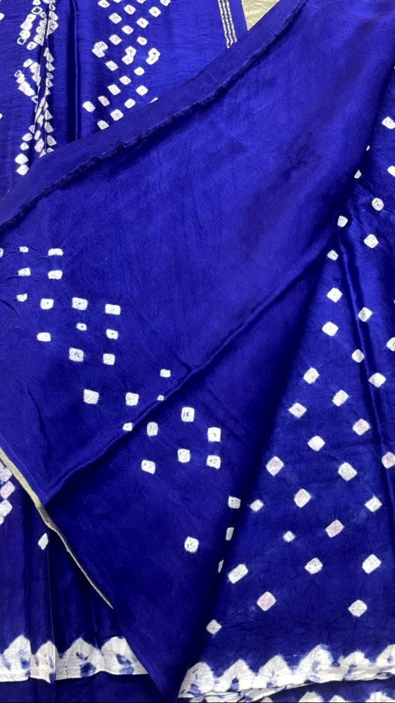 Blue Bandhini Pure Modal Silk Saree