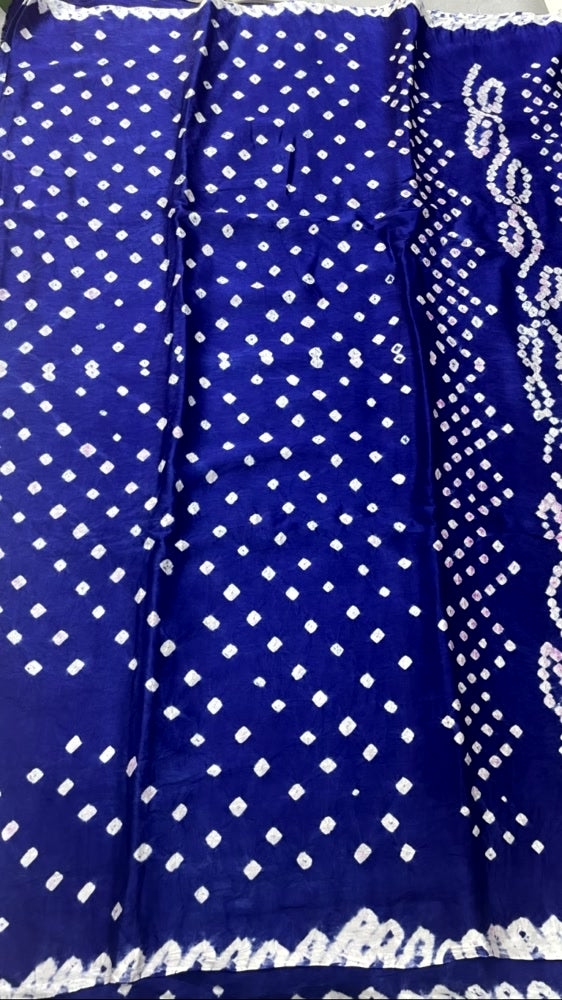 Blue Bandhini Pure Modal Silk Saree