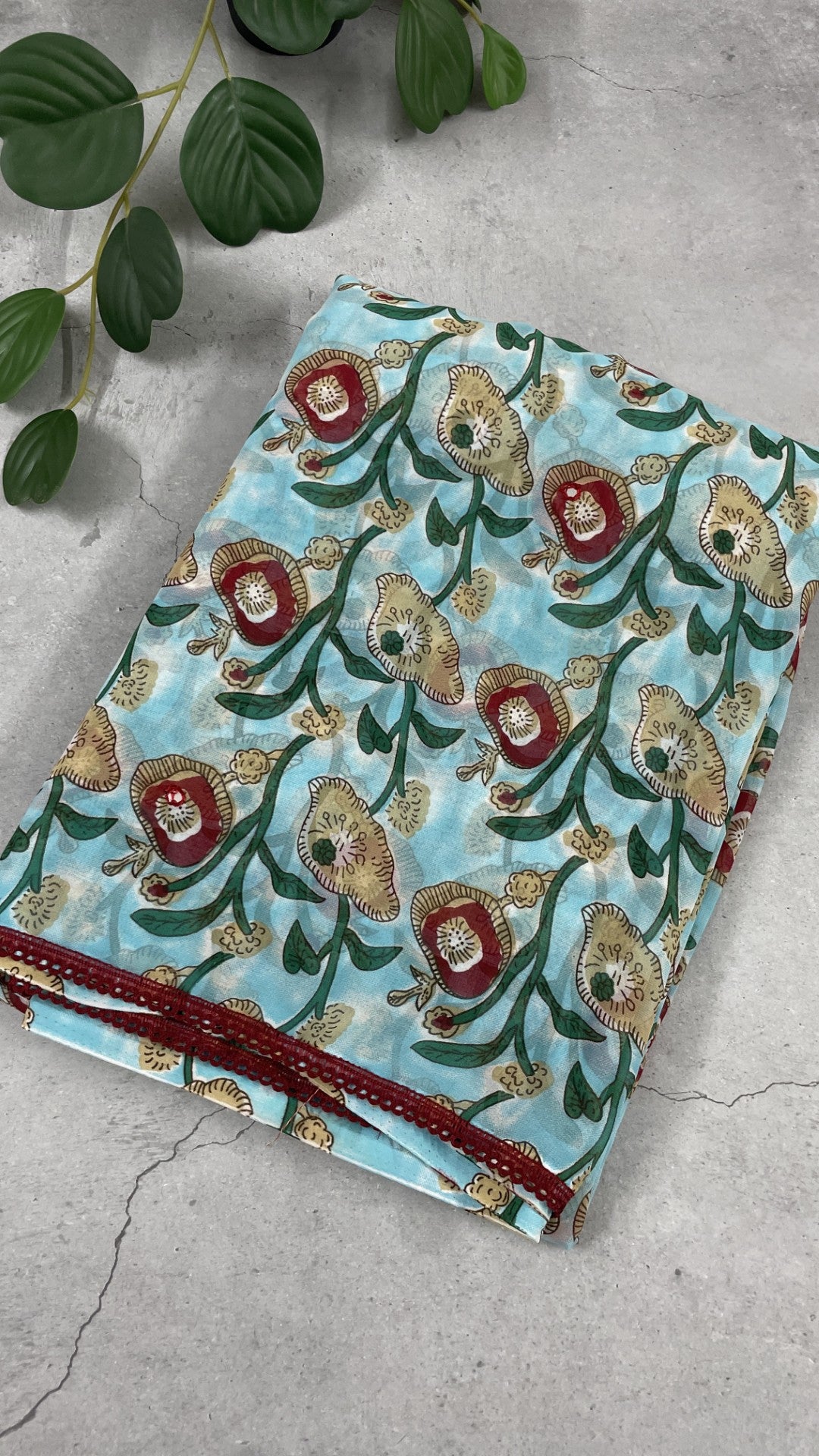 Blue Floral Printed Georgette Saree