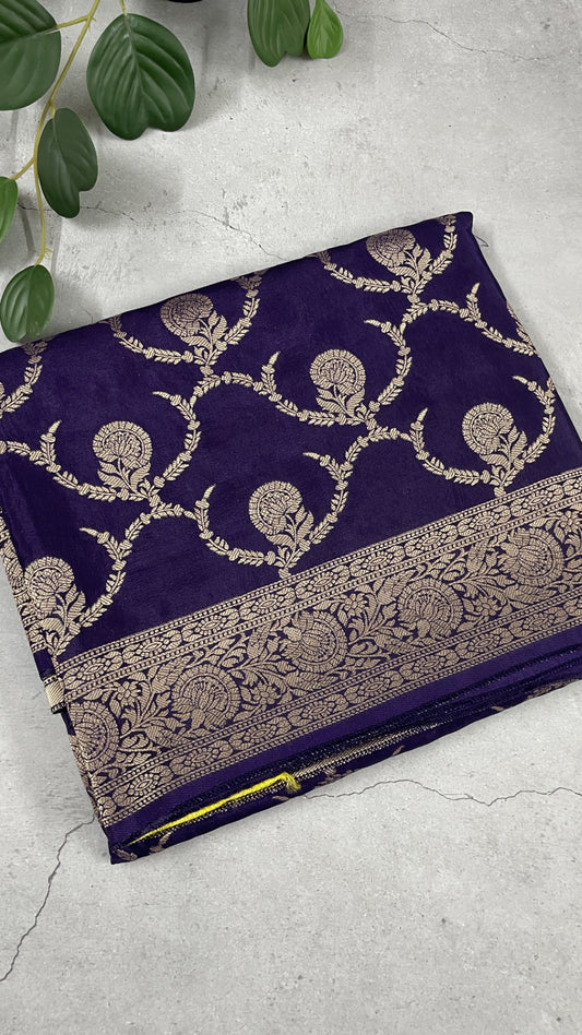 Purple Jaal Russian Silk Saree