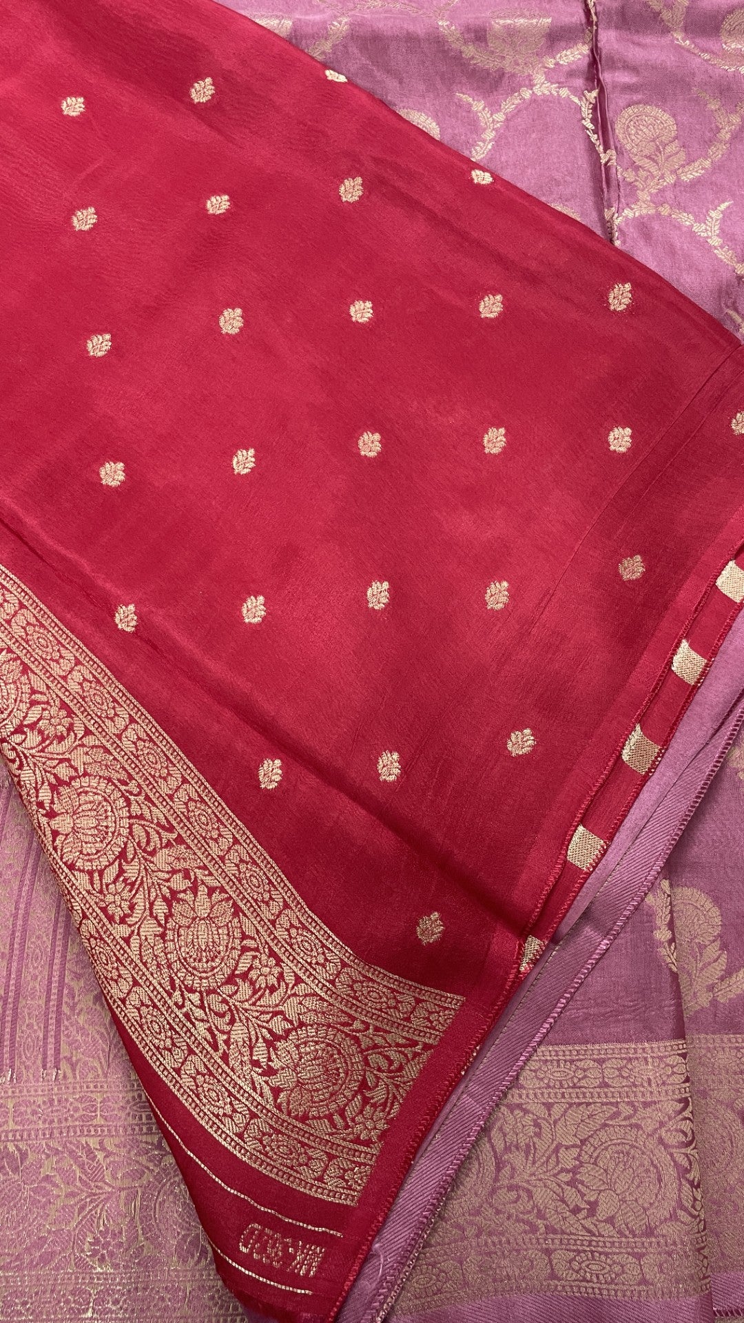 Onion Pink Jaal Russian Silk Saree