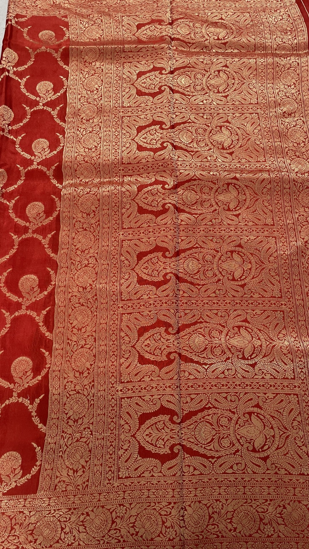 Red Jaal Russian Silk Saree