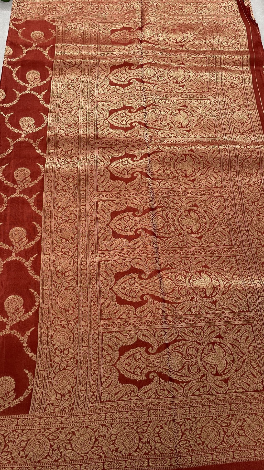 Rust Jaal Russian Silk Saree