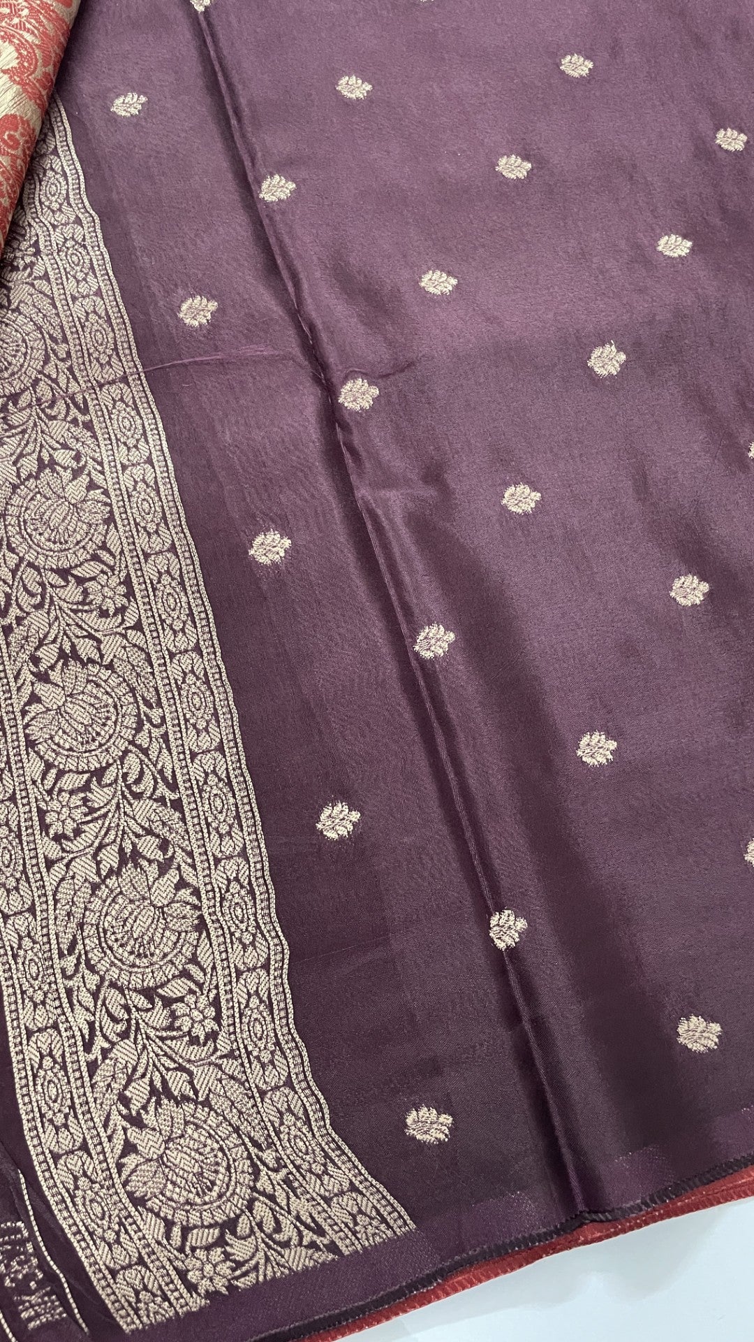 Rust Jaal Russian Silk Saree