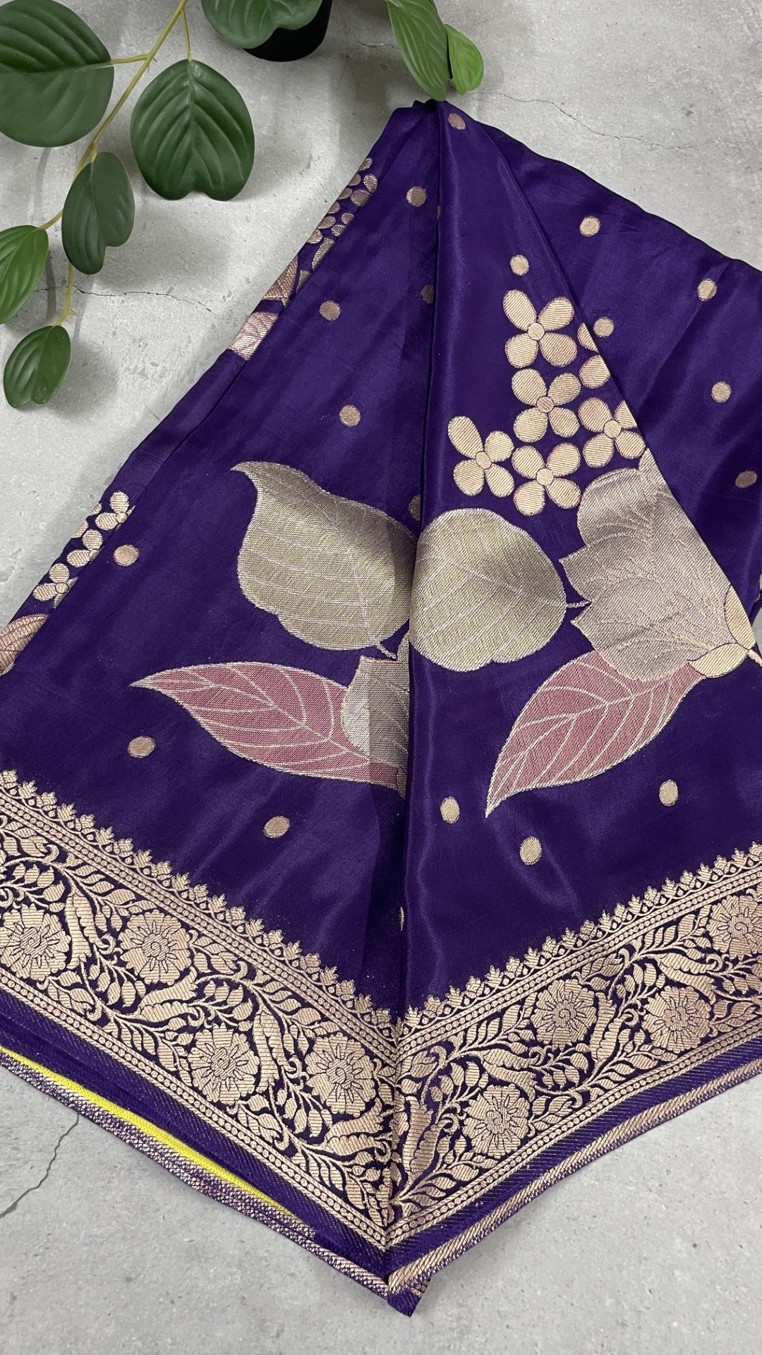 Purple Floral Meenakari Viscose Crepe Silk Saree