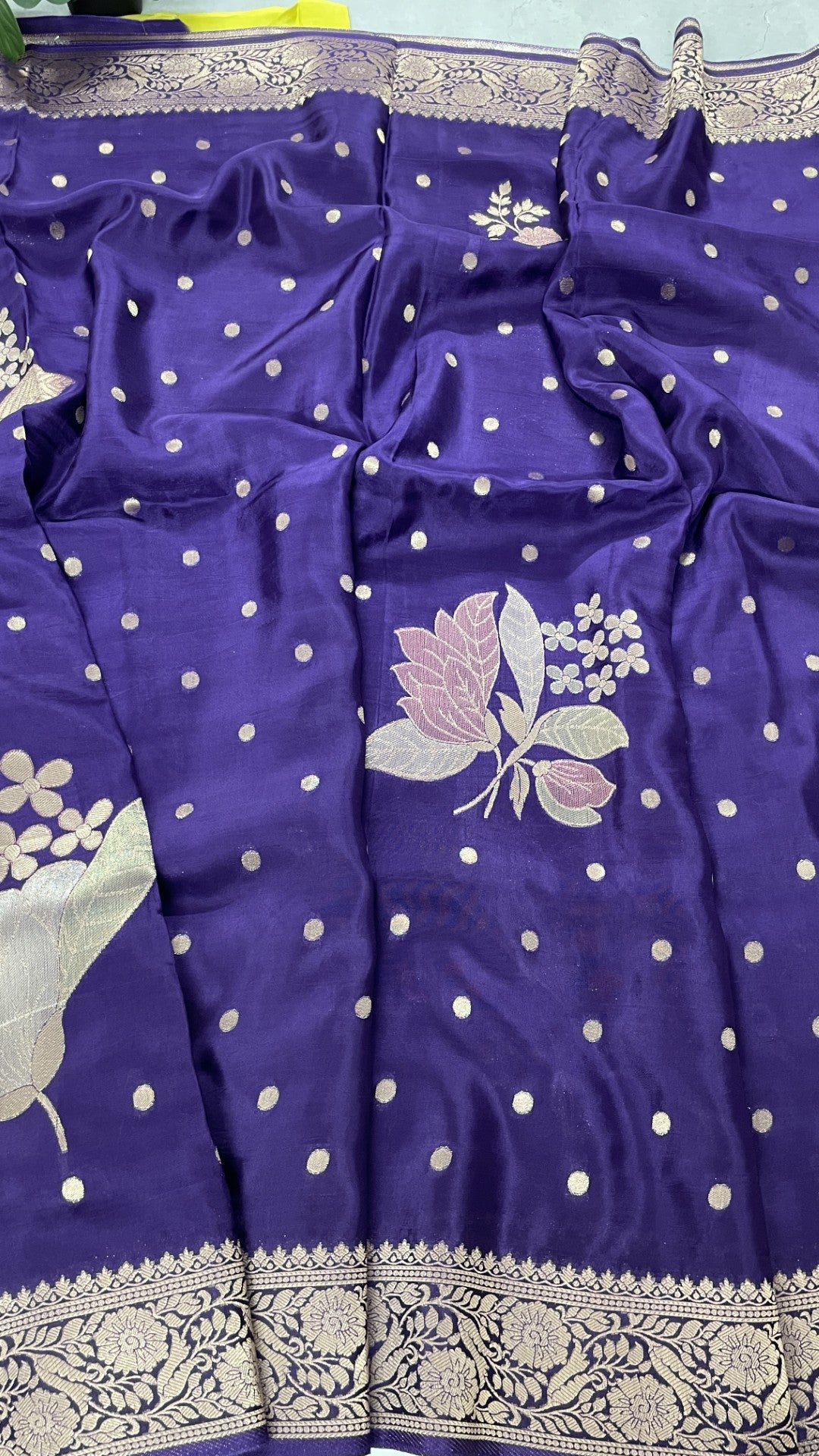 Purple Floral Meenakari Viscose Crepe Silk Saree
