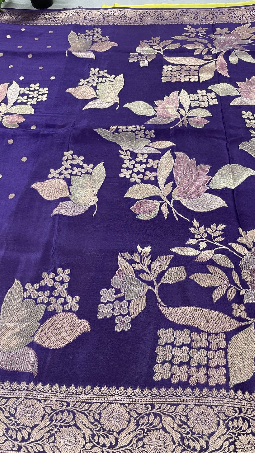 Purple Floral Meenakari Viscose Crepe Silk Saree