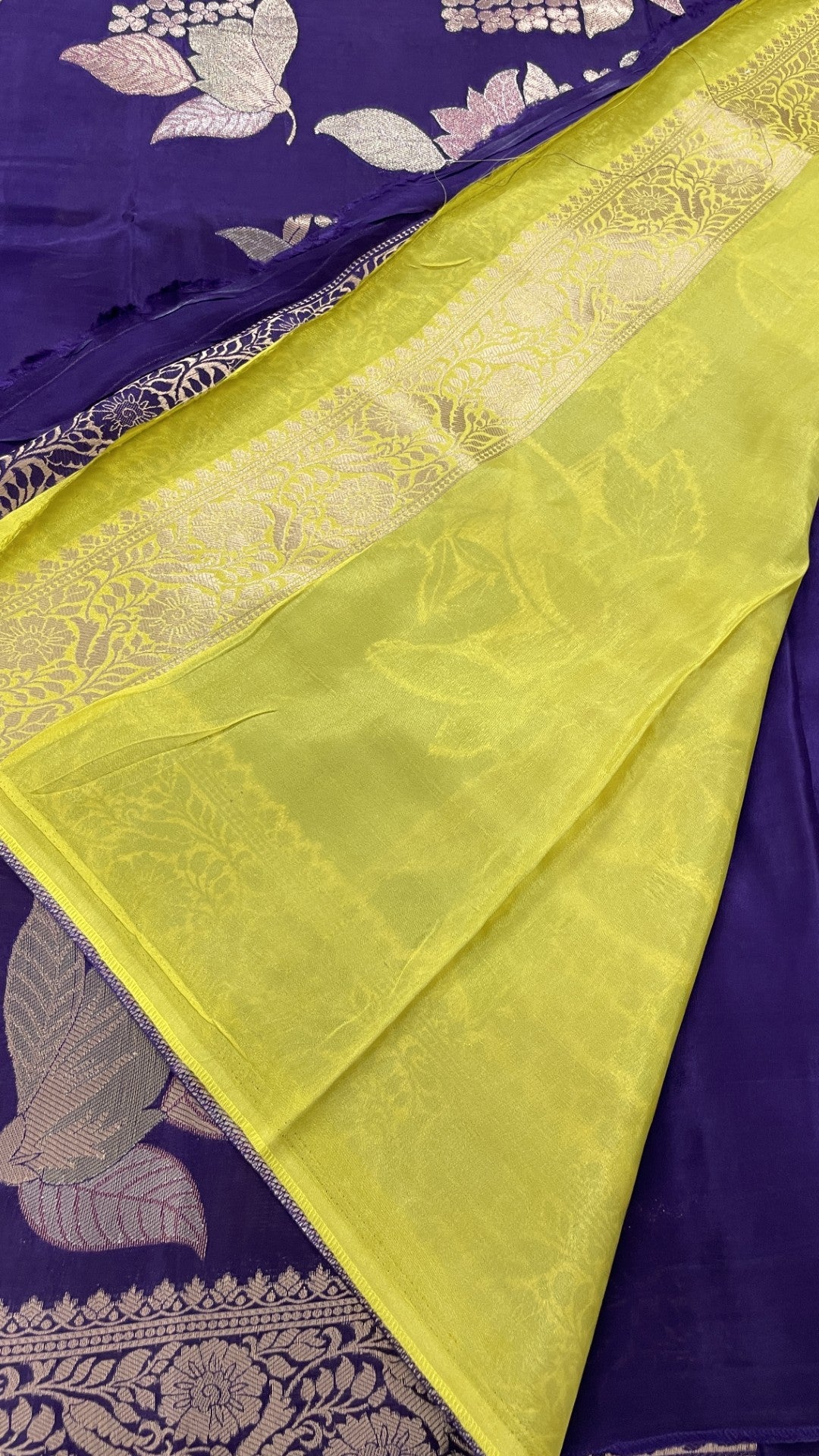Purple Floral Meenakari Viscose Crepe Silk Saree