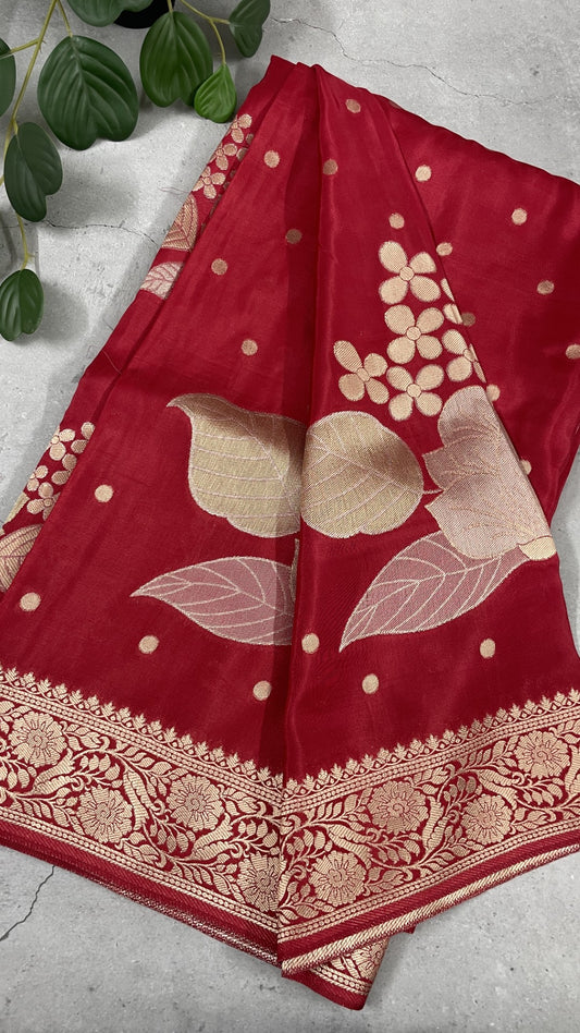 Pink Floral Meenakari Viscose Crepe Silk Saree