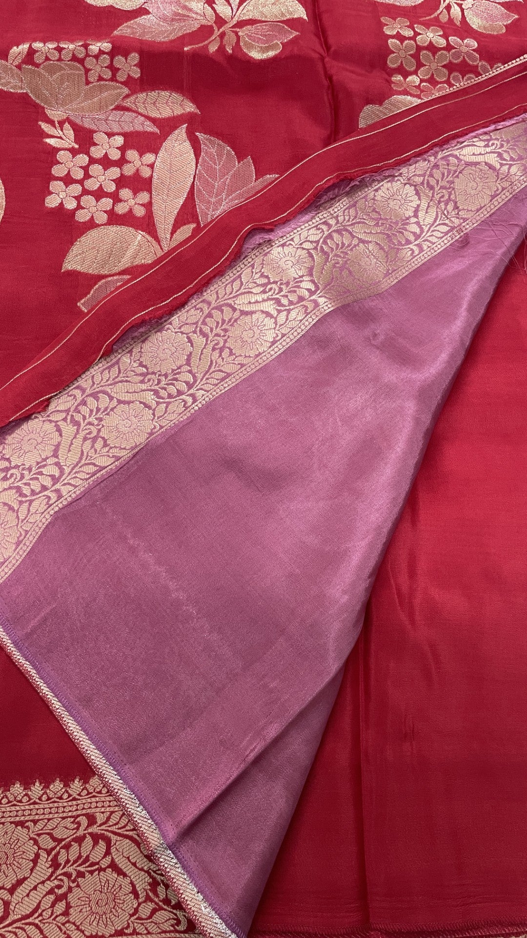 Pink Floral Meenakari Viscose Crepe Silk Saree