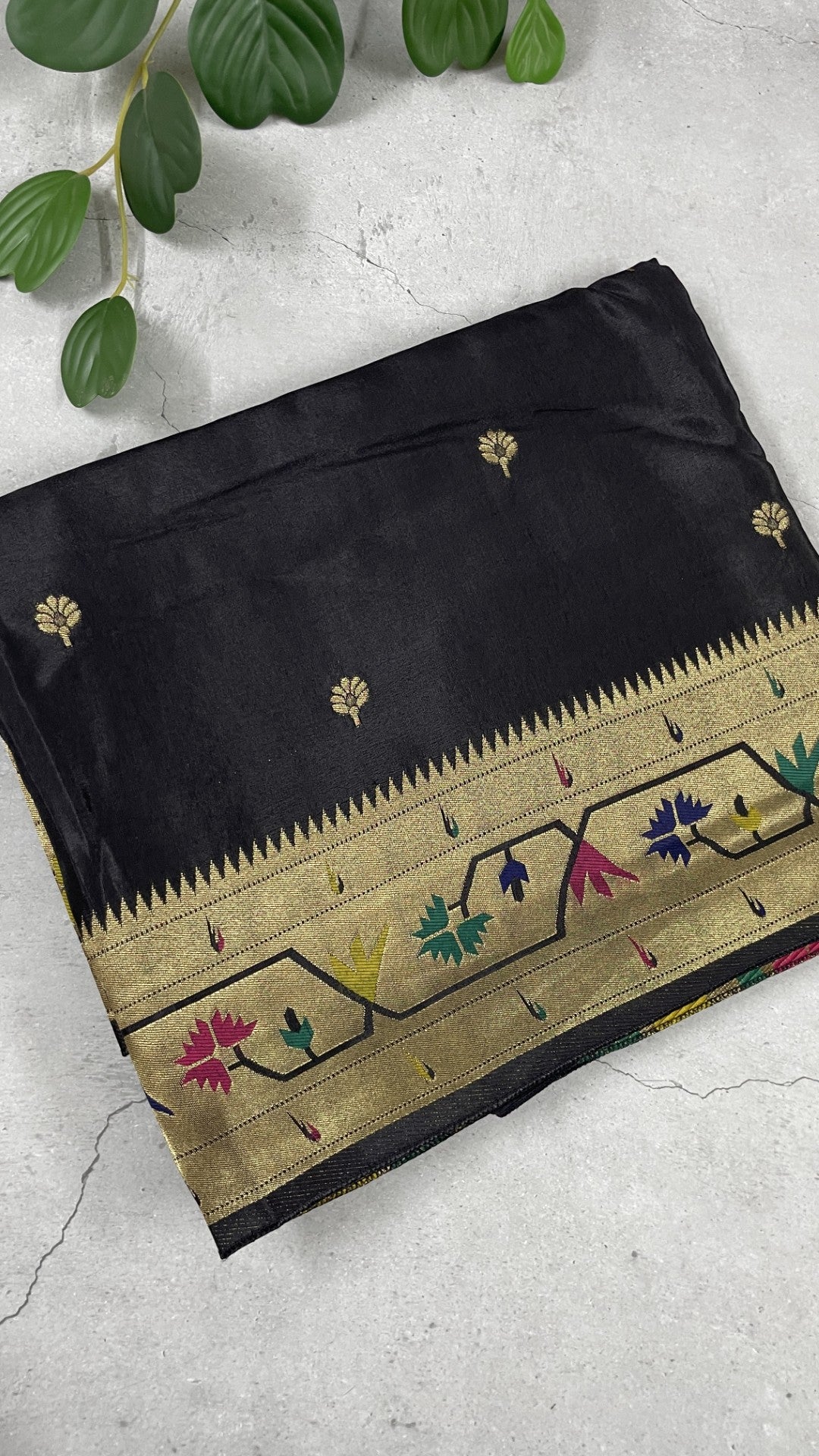 Black Paithani Viscose Crepe Silk Saree