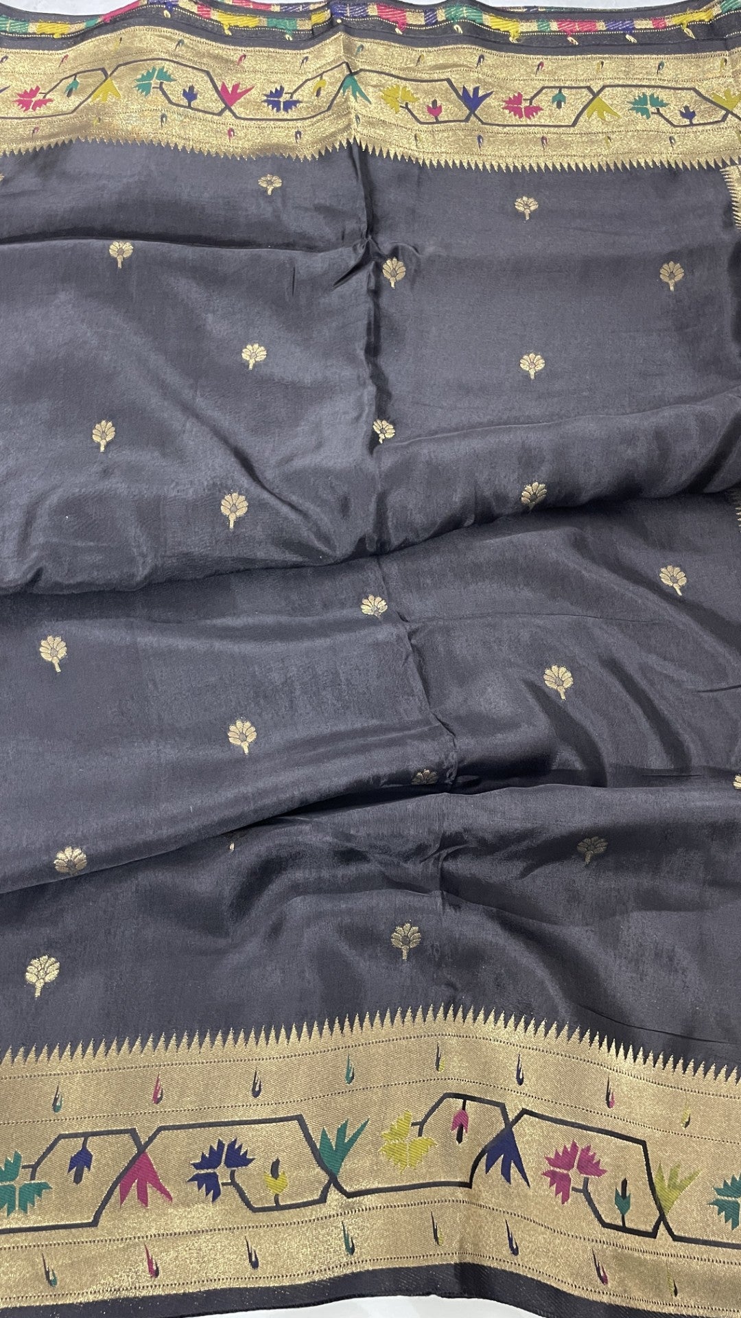 Black Paithani Viscose Crepe Silk Saree
