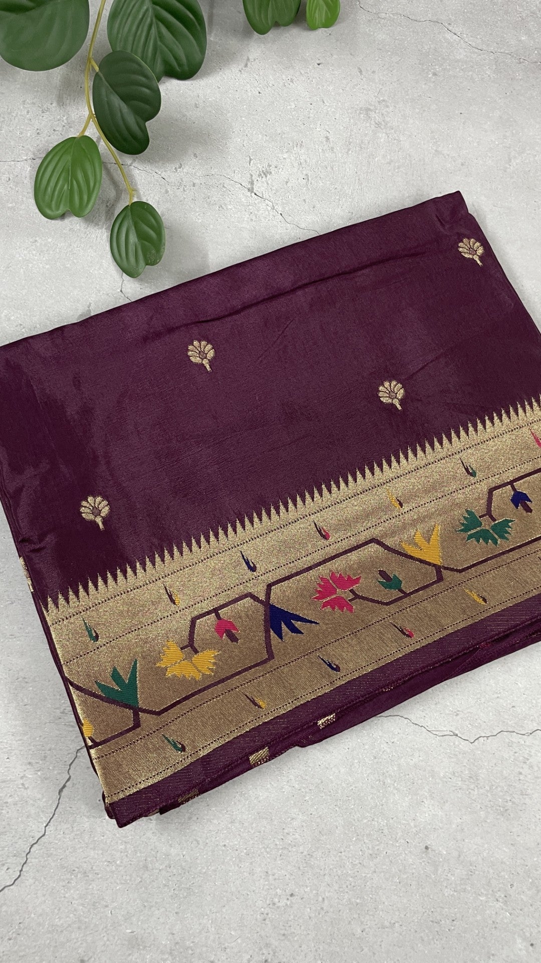 Wine Paithani Viscose Crepe Silk Saree
