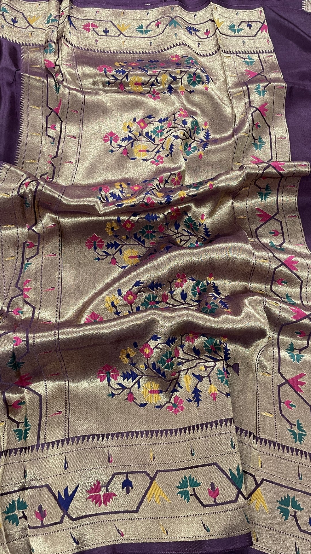 Wine Paithani Viscose Crepe Silk Saree