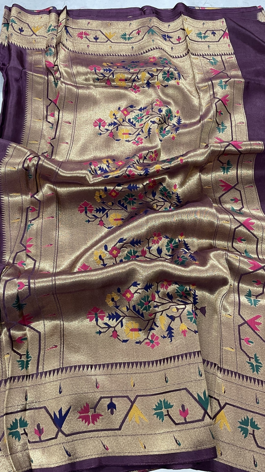 Wine Paithani Viscose Crepe Silk Saree