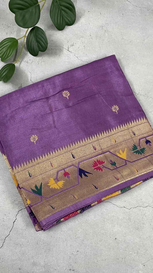 Lavender Paithani Viscose Crepe Silk Saree